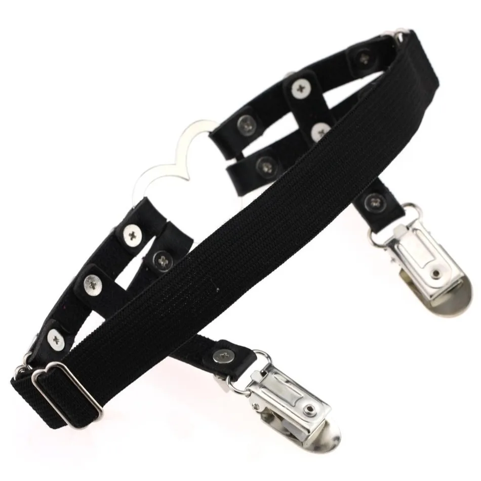 Women Punk Leg Ring Harajuku Thigh Harness Heart Garter Rock Pub Girl Garter Belt Rivets Adjustable Size For Women Cosplay DW004