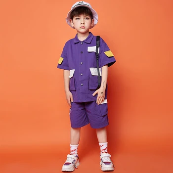 

New Kids Hip Hop Clothing Show Dance Outfit For Boys Stage Costumes For Kids Hip Hop Performance Clothing Outfit Wear DQS2071