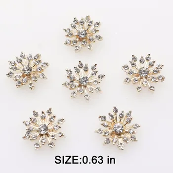

16mm(0.63 inch) 10pcs/lot Small flowers metal Crystal rhinestone BUTTONS Flat Back Embellishment floral center diy Accessories