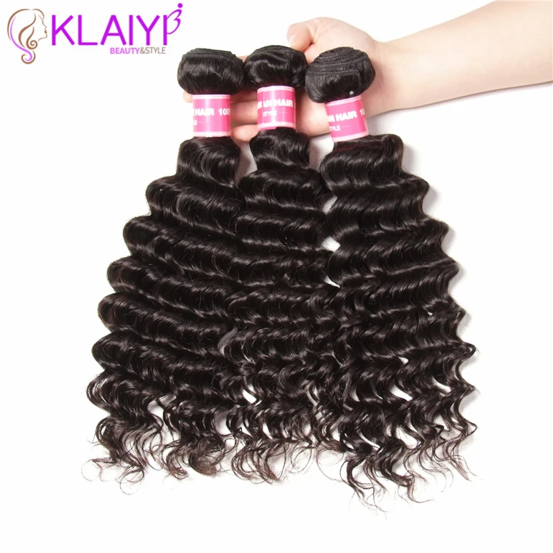 Klaiyi Brazilian Hair Bundles Deep Wave 12-26 Inch Remy Hair 3 Bundles Natural Color Can Be Dyed All Colors 100% Human Hair Klaiyi Brazilian Hair Bundles Deep Wave 12-26 Inch Remy Hair 3 Bundles Natural Color Can Be Dyed All Colors 100% Human Hair