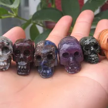 6 шт. натуральный красочный резной кристалл кварца исцеление черепа без полировки