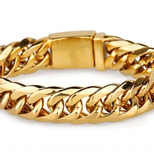 15 мм широкий золотой браслет байкера из нержавеющей стали для мужчин мужские ювелирные изделия кубинская цепочка для бордюра мужские браслеты из титановой стали