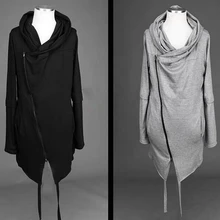 S-XXXXL! осенний и зимний корейский длинный кардиган с косой молнией и капюшоном, мужской кардиган, пара размеров, толстовки, свитшоты