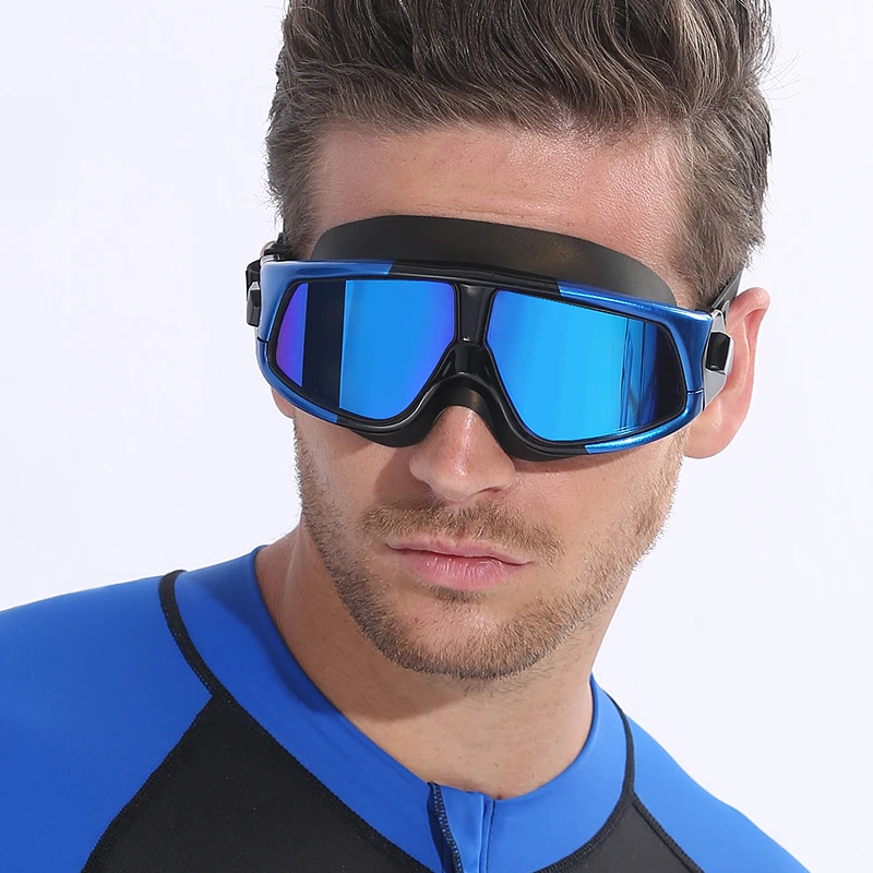 Copozz зеркальные очки для плавания для близорукости, большие силиконовые очки для плавания с большой рамкой, водонепроницаемые противотуманные УФ очки для мужчин и женщин