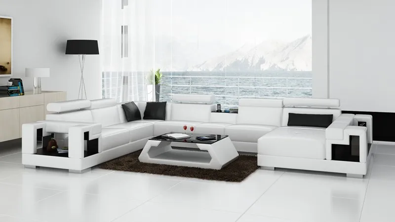 Китай fatory большой размер белый диван из натуральной кожи гостиная