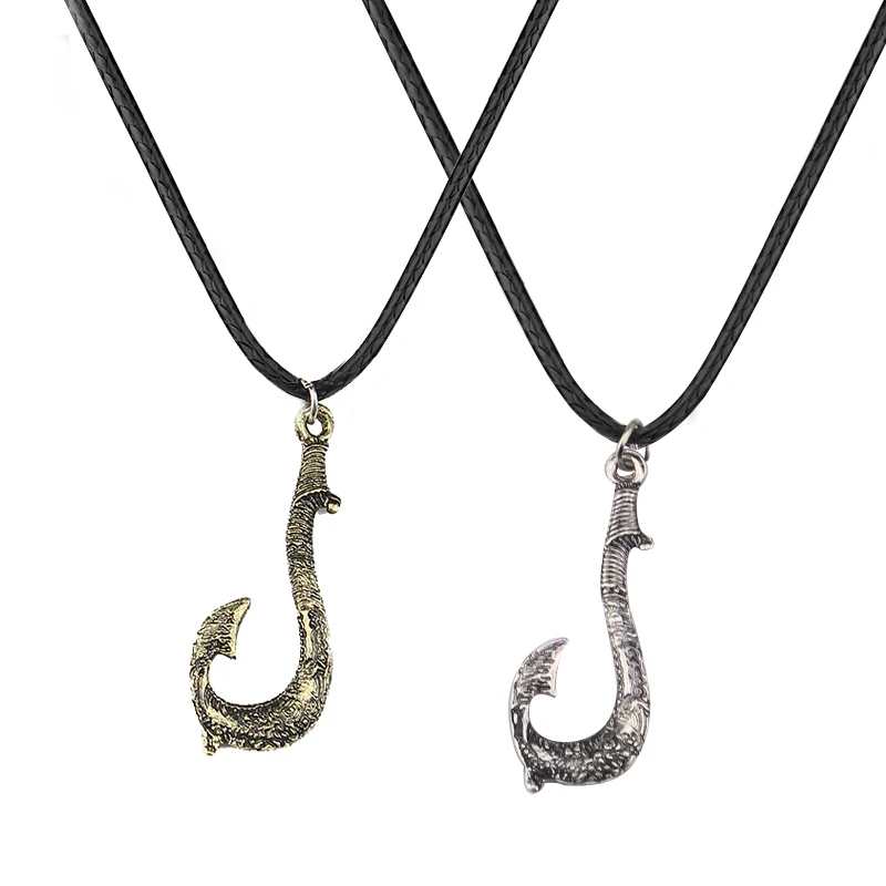 Fish Hook Pendant Necklace Barbed Fishing Bronze Fishhook Jewelry Cute