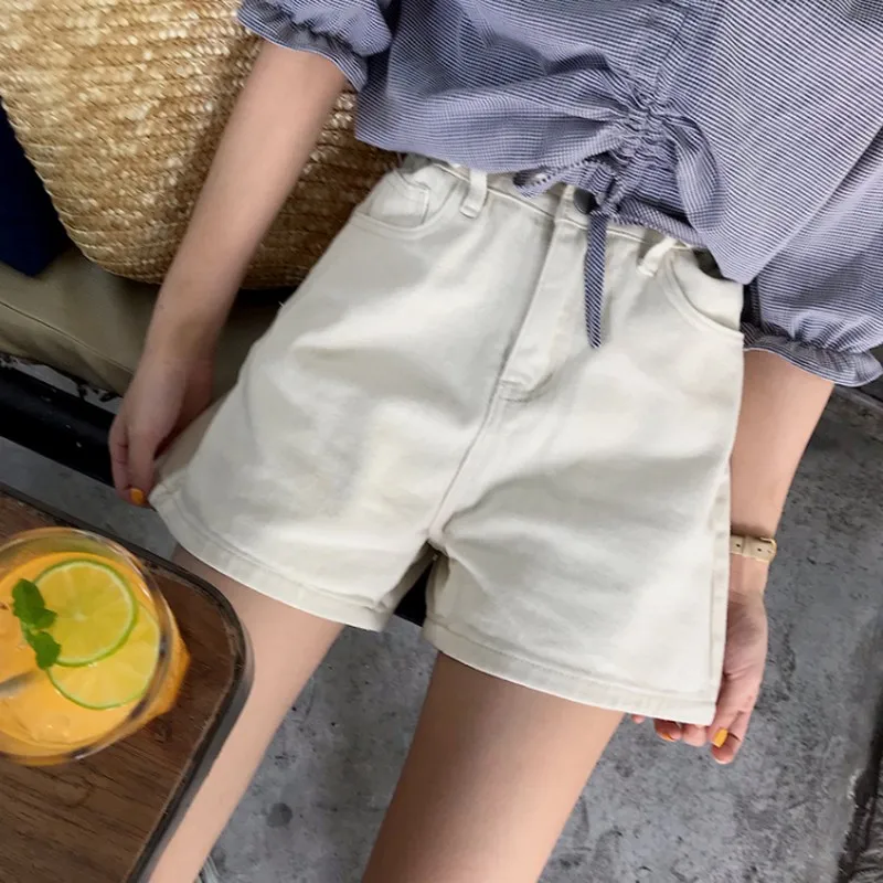 2019 Summer Korean Style A line Denim Shorts Women Loose