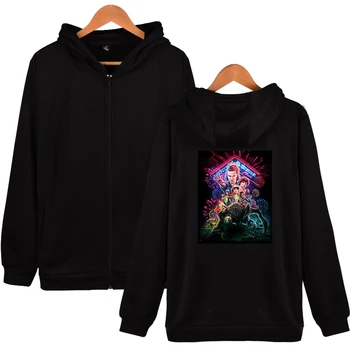 

stranger things hoodie Men Zipper Fashion Hip Hop Hooded Sweatshirt Casual Harajuku Zipper Hoodie