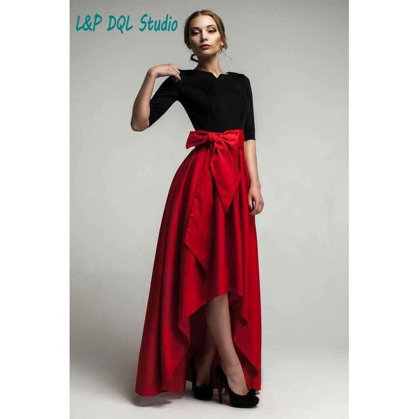 red top black bottom dress