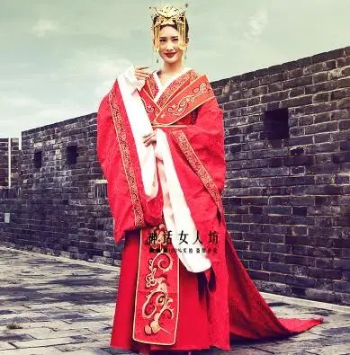 Китайский стиль, свадебное платье hanfu, красное, великолепное, Сучжоу, с вышивкой, костюм для влюбленных, дизайн, Китай, королевская одежда для пар, наряд - Цвет: Woman