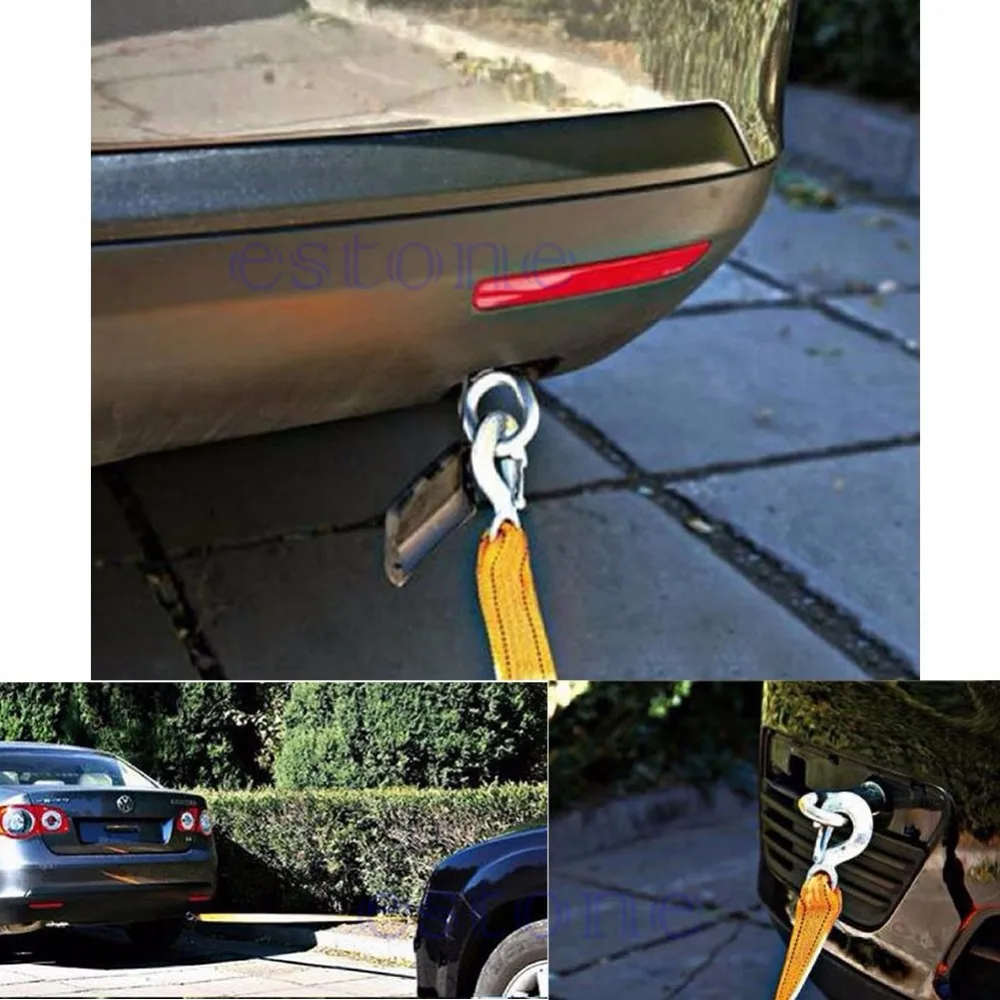 جديد 3 طن سيارة حبل سحب الكابل الشريط مع خطاف الطوارئ الثقيلة 3 متر