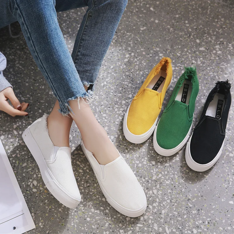 

2019 spring new wild students a lazy lazy canvas shoes casual shoes white shoes