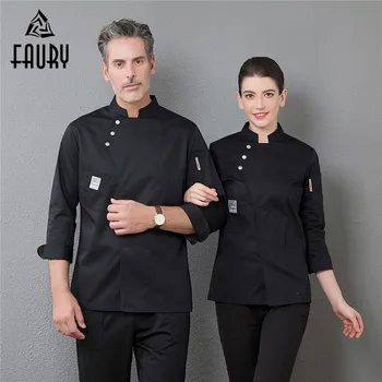 

Professional Restaurant Top Chef Uniforms Men's Long Sleeve Master Cook Jacket Kitchen Cuisine Bakery Cafe Hotel Waiter Overalls