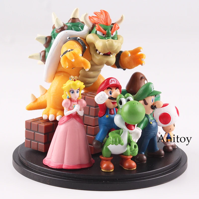 Super Mario Bros Bowser Princess Peach Yoshi Luigi Toad Goomba PVC Action Figure Toy Model 3~10cm