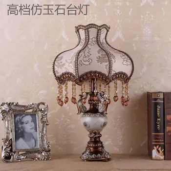 

TUDA LED Table Lamp Imitation Jade Cloth Table Lamp Bedroom Bedside Living Room Study Retro Resin Table Lamp E27 110V 220V