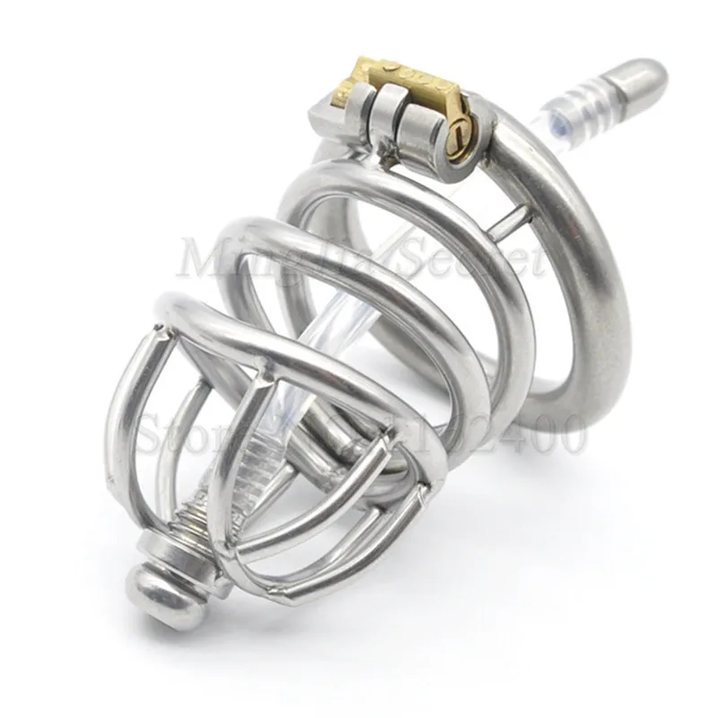2020 Stainless Steel Male Chastity Device with Catheter Cock Cage Penis Rings Lock Fetish Slave BDSM Sex Toy For Men | Красота и