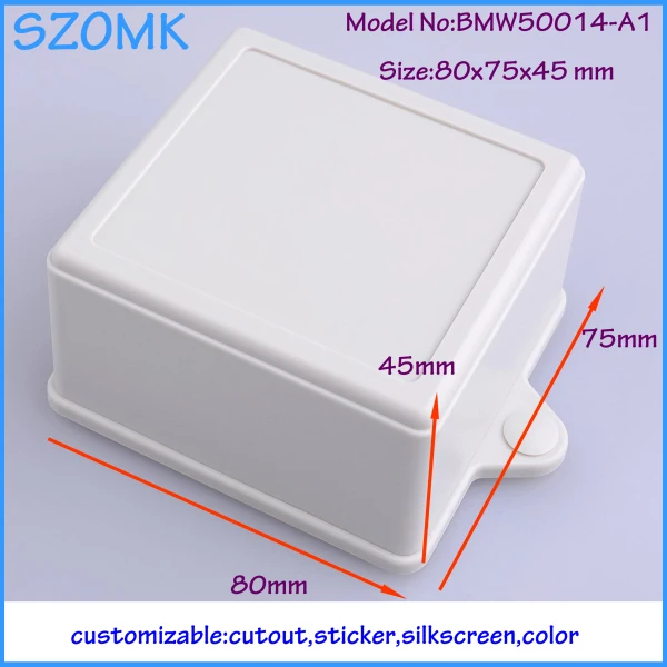 

2 pcs/lot free shipping diy box handheld enclosures white plastic project box enclosure case electronic 80x75x45mm