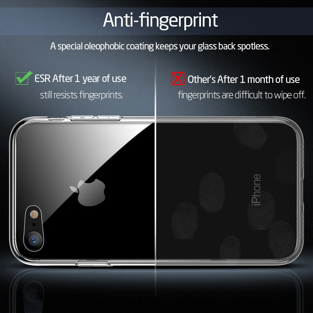 Чехол ESR 9H из твердого закаленного стекла для iPhone 8, 7 Plus, чехол для телефона, чехол s, жесткая подставка из поликарбоната+ мягкая рамка из ТПУ для iPhone 7, 8, стеклянный чехол