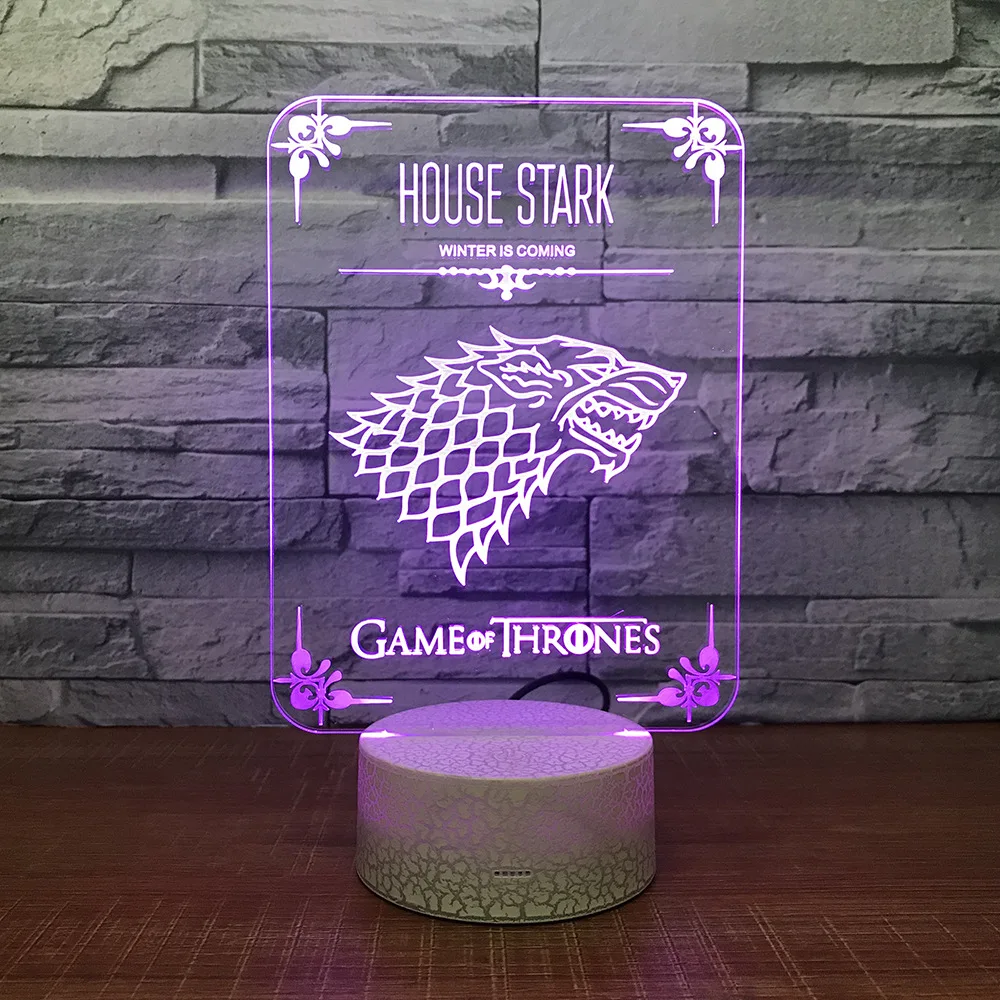 

Game of Thrones Wolf LED Night Light 7 Color Change Desk Light Action Figures Boys Girls Birthday Toys