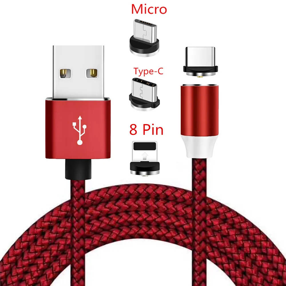 Магнитный кабель Micro USB Type C для Samsung iPhone 5 6 6S 7 X XS 2A провод быстрой зарядки зарядный