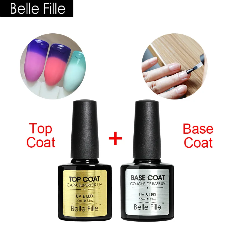 Belle Fille Gel Nail Polish Base Coat + Top Coat 10ml UV LED Matt Coat Gel Bring Shining Super Top Gels