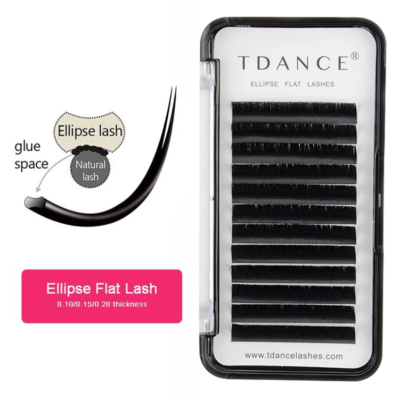 

TDANCE Flat Ellipse Eyelash Extensions split tips ellipse shaped natural light false ellipse Matte Faux eyelashes