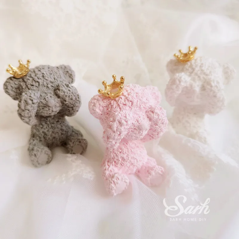 

Pink White Crown Bear Cake Decorations Shiny Ball Star Wedding Bride and Groom Birthday Party Supplies for Baking Lovely Gifts