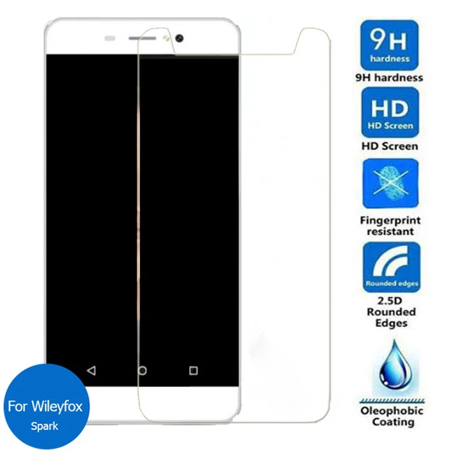 

2Pcs/lot For Wileyfox Spak Front Tempered Glass Screen Protector 2.5D 9H Safety Protective Glass On Wileyfox Spak 5.0 inch