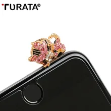 TURATA полный алмазов милые ювелирные изделия сонный маленький кот телефон наушники пылезащитный Разъем для Iphone 6 и 3,5 мм гарнитура затычки смартфон