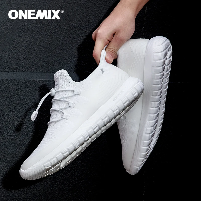 Женские беговые кроссовки Onemix белые сетчатые дышащие Дизайнерские для бега