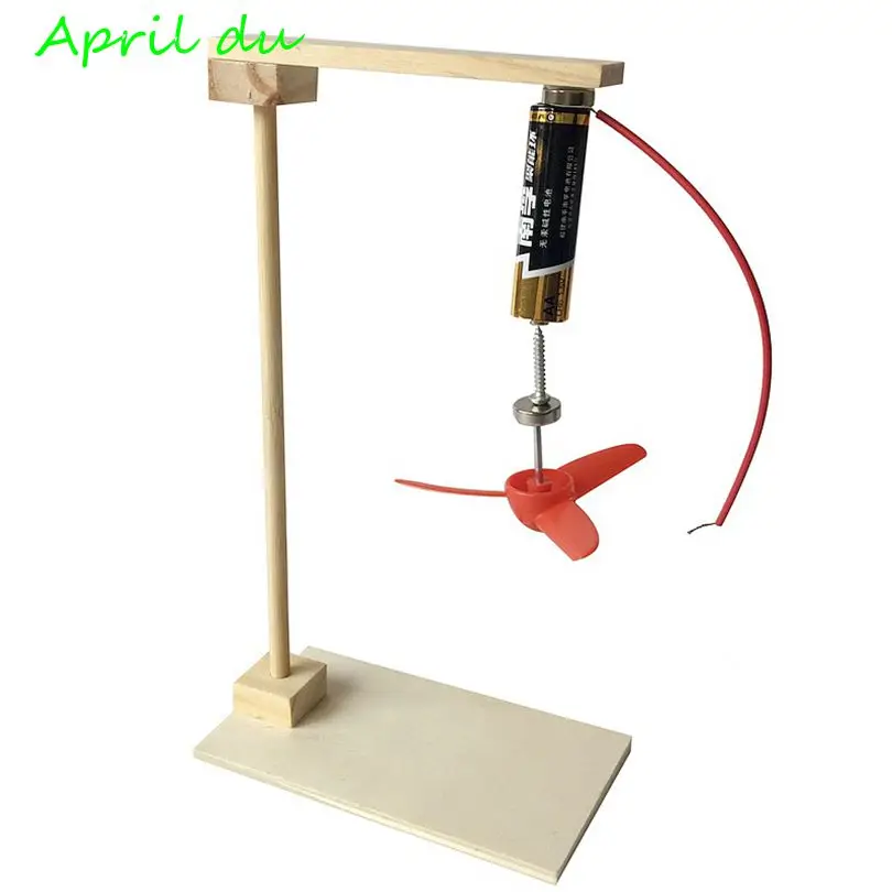 

April Du Children Creative Kid Scientific Toys invention electromagnetic induction rotating fan primary diy educational toys