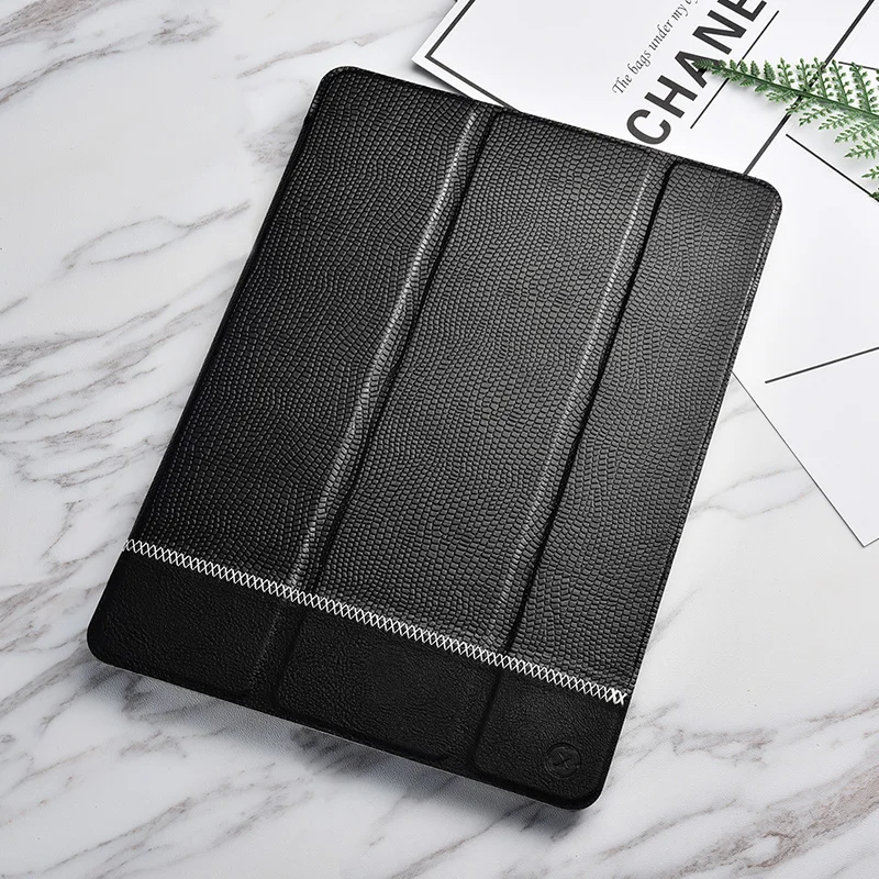 (Черный) XOOMZ Бренд Чехол для iPad Air 2 PU кожаный Фолио сплайсинга Сияющий складной