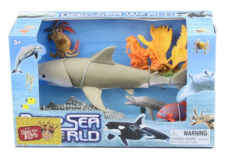 Deluxe Marine Animal Playset with Movable Joints - Whale, Shark, Octopus, Dolphins, Squid, and Coral