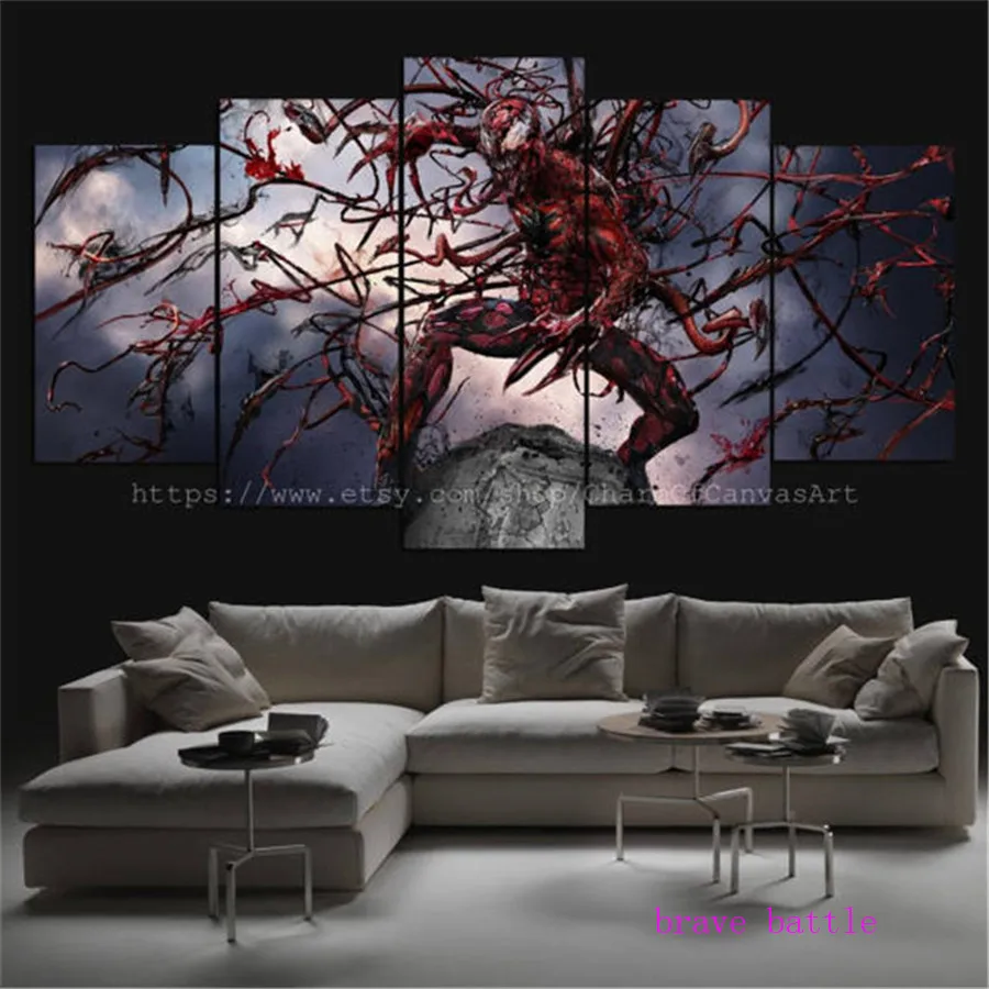 Carnage Dc Comics Superhero Spider-Man 5 Pieces Canvas Painting Print Living Room Home Decor Modern