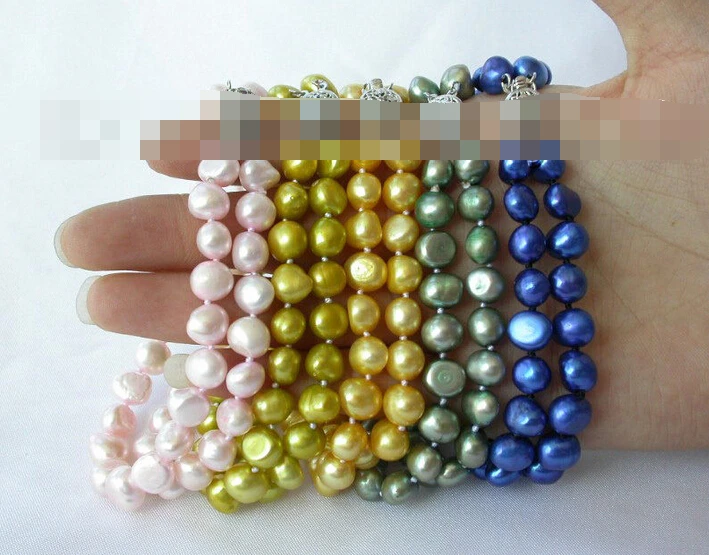 

01156 5pcs 2rows baroque freshwater cultured pearl bracelet