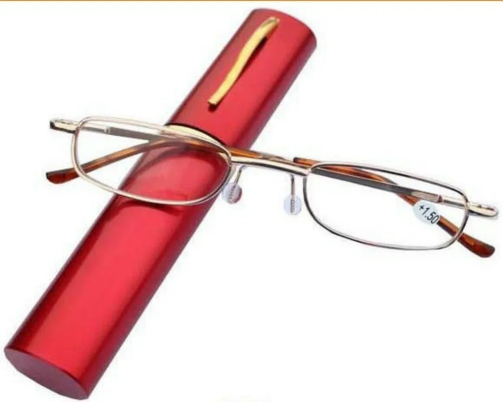 1Pc Men Women Unisex Aluminum Pen Reading Glasses Tube Case 1 5 2 0 2 5