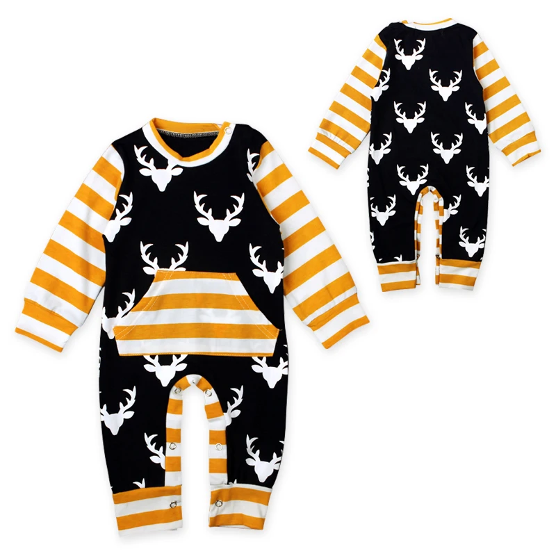 

New Baby Romper Unisex Cotton Long Sleeve Jumpsuit Deer Graphic Newborn Clothes Toddlers Autumn Clothing Christmas Gift DS40