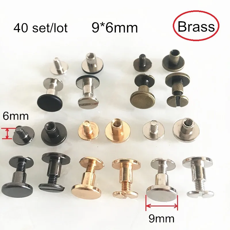 40 Set Brass Rivet Studs 9*6mm Flat Head Rivet Studs,gold,silver,bronze