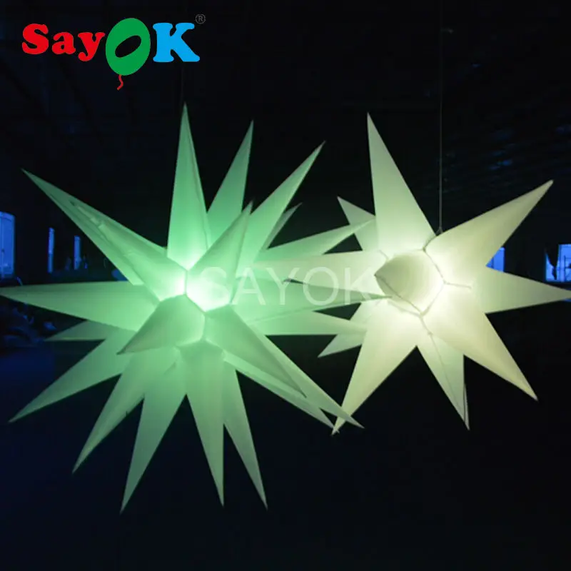Us 117 0 16 Colors Changing Led Night Club Ceiling Decoration Inflatable Stars Inflatable Hanging Decoration For Party Wedding Stage In Party Diy