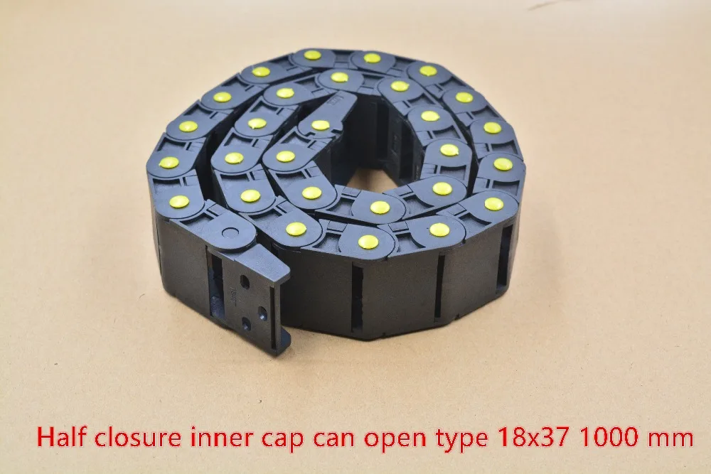 

1pcs yellow half closure inner can open drag chain plastic 18mmx37mm with end connectors L 1m engraving machine cable