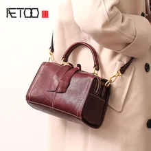 AETOO Leather handbags new fashion retro shoulder bag Messenger head layer leather pillow bag small