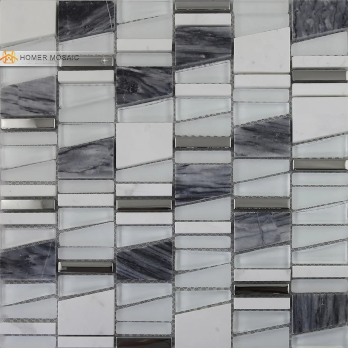Mixed Gl Natural Marble Stone And Metal Mosiac Tiles Unique Mixed Gl Natural Marble Stone And Metal Mosiac Tiles Unique Design Wall Mosaic Free Shipping Hmm1014 In Stickers From Home