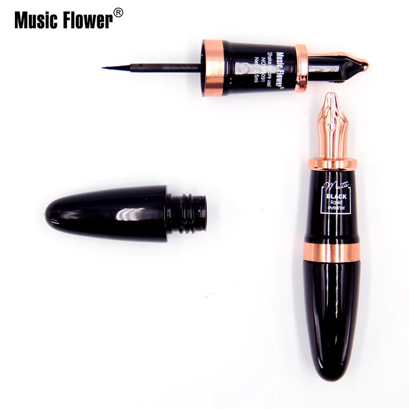 Music Flower, очень тонкий матовый карандаш для глаз, водостойкий макияж, черная жидкая подводка для глаз, быстро сохнет, легко носить, 24 часа, долговечный