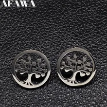6 шт. серебряные серьги из нержавеющей стали ювелирные изделия Древо жизни серьги-гвоздики для женщин ювелирные украшения aretes E612396