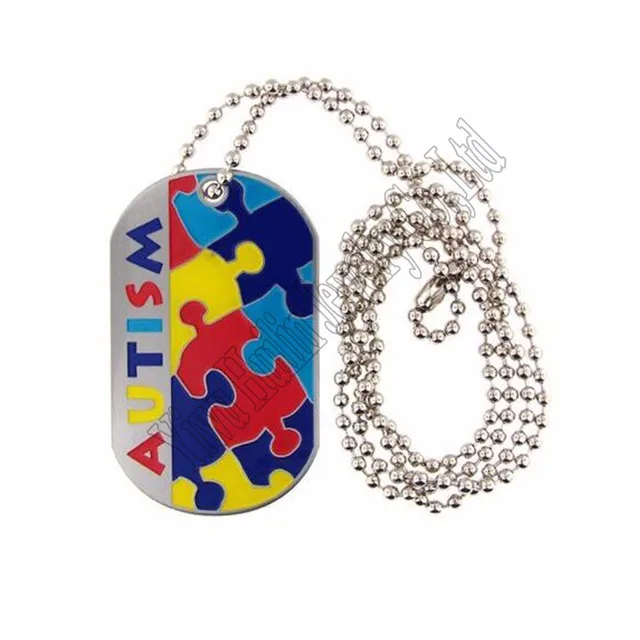 autism awareness identification necklace military dog tag style
