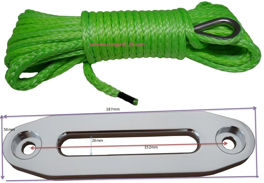 

Free Shipping Green 6mm*15m Synthetic Rope with 4500lbs Hawse Fairlead for Offroad Parts,ATV Winch Cable,Off Road Rope