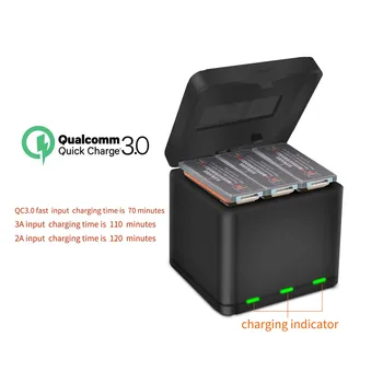 

QC3.0 Fast Charger for DJI OSMO Action Camera 3 Battery Port Smart Charger Multiple Safety Protection Charging Box Type-c USB