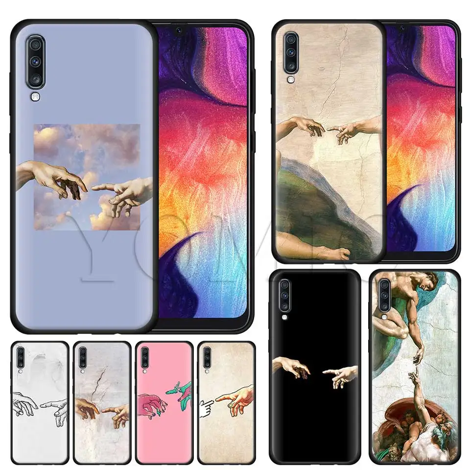

The Creation of Adam Silicone Soft Case for Samsung Galaxy A50 A40 A70 A30 A20 A80 A6 A7 A8 Plus A9 2018 Black Case Coque