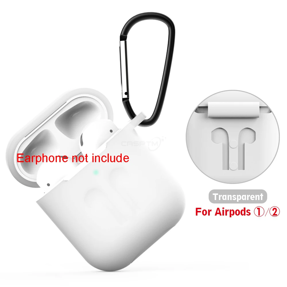 Силиконовый чехол s для Airpods 2 с брелком для наушников Защитный чехол для Apple Airpods противоударные аксессуары для наушников - Цвет: Transparent