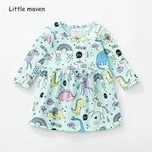Little maven kids brand clothes autumn kids dress new baby girls clothes Cotton animal print girl dresses S0398